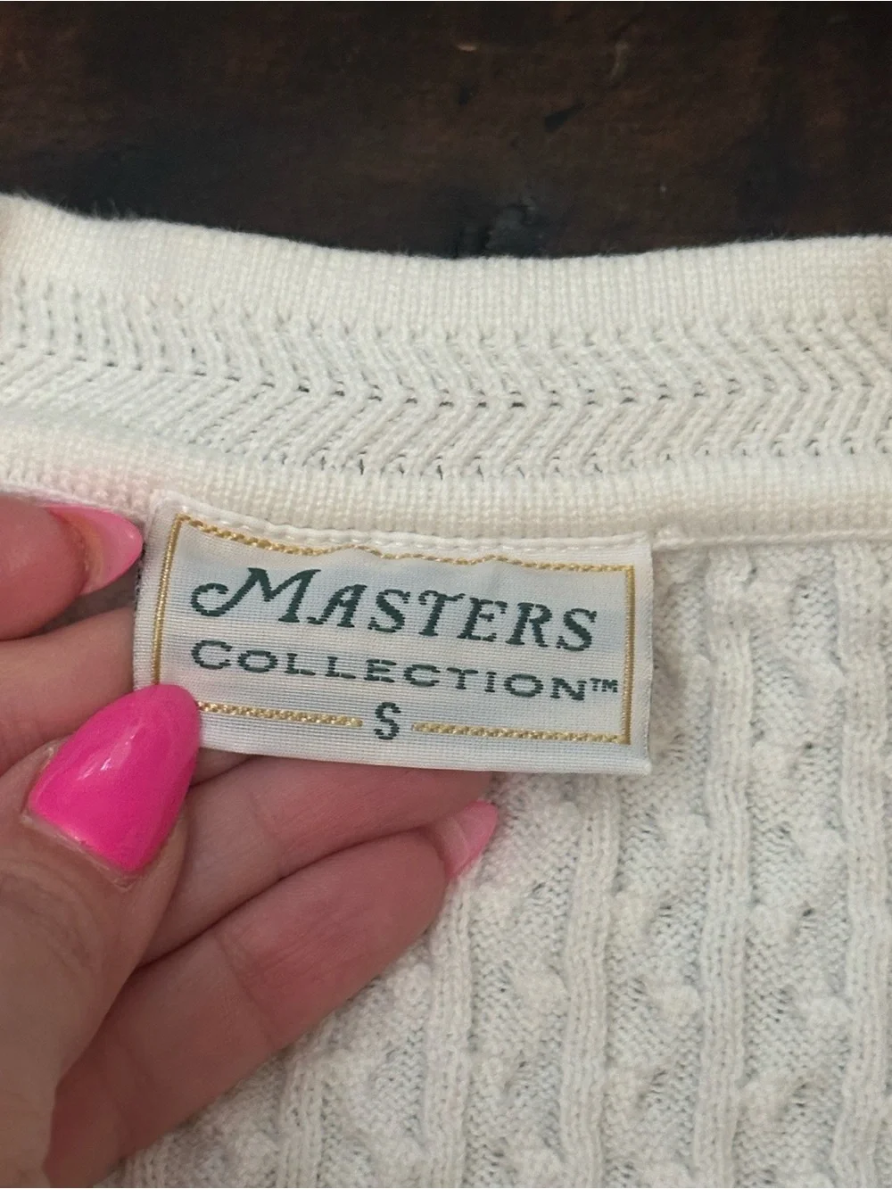 Masters Collection Cable Knit Golf Sweater Vest White Size Small 38909